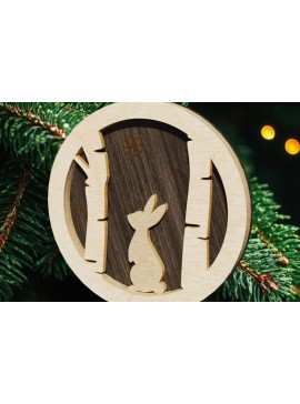 Σετ των 3 Intra απο ξύλο plywood  Χρώμα wenge 3mm-4mm πάχος - Παιχνίδι χριστουγεννιάτικου δέντρου με πρότυπο κουνελιών Δίασταση 2x2 cm INTRAFABR-104163714