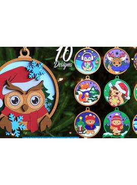 Σετ των 2 Intra απο ξύλο plywood  Χρώμα wenge 3mm-4mm πάχος - Πακέτο παιχνιδιών Χριστουγεννιάτικου Δέντρου | Αργία Δίασταση 15x15 cm INTRAFABR-104158664