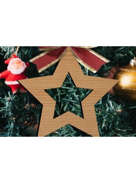 Σετ των 2 Intra απο ξύλο plywood  Χρώμα wenge 3mm-4mm πάχος - Παιχνίδια Χριστουγεννιάτικου Δέντρου Δίασταση 15x15 cm INTRAFABR-80042371