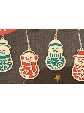 Σετ των 2 Intra απο ξύλο plywood  Χρώμα wenge 3mm-4mm πάχος - Χριστουγεννιάτικο Δέντρο Παιχνίδια Χιονάνθρωπος / Δίασταση 6x6 cm INTRAFABR-105764439