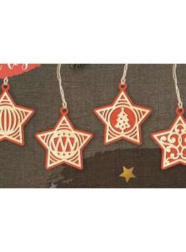 Σετ των 2 Intra απο ξύλο plywood  Χρώμα wenge 3mm-4mm πάχος - Χριστουγεννιάτικο Δέντρο Παιχνίδια Αστέρια / Δίασταση 6x6 cm INTRAFABR-103636139