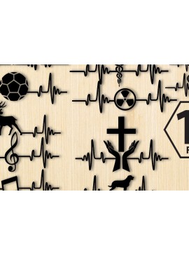 Σετ των 2 Intra απο ξύλο plywood  Χρώμα wenge 3mm-4mm πάχος - Χριστουγεννιάτικο δέντρο με Dear Heartbeat Line Δίασταση 15x18 cm INTRAFABR-74886533