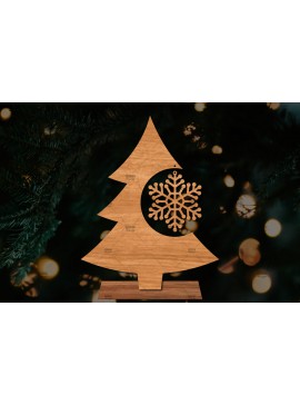 Σετ των 2 Intra απο ξύλο plywood  Χρώμα wenge 3mm-4mm πάχος - Στάση κοπής με λέιζερ Χριστουγεννιάτικα δέντρα Δίασταση 20x20 cm INTRAFABR-74887166
