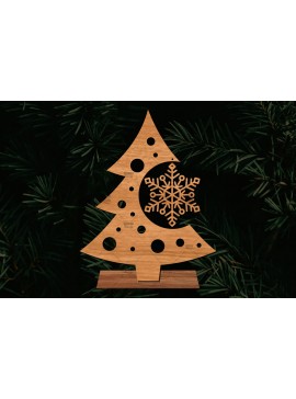 Σετ των 2 Intra απο ξύλο plywood  Χρώμα wenge 3mm-4mm πάχος - Στάση κοπής με λέιζερ Χριστουγεννιάτικα δέντρα Δίασταση 20x20 cm INTRAFABR-74887293