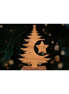 Σετ των 2 Intra απο ξύλο plywood  Χρώμα wenge 3mm-4mm πάχος - Στάση κοπής με λέιζερ Χριστουγεννιάτικα δέντρα Δίασταση 20x20 cm INTRAFABR-101413266