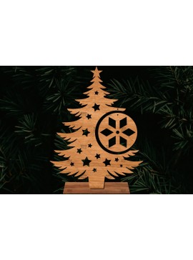 Σετ των 2 Intra απο ξύλο plywood  Χρώμα wenge 3mm-4mm πάχος - Στάση κοπής με λέιζερ Χριστουγεννιάτικα δέντρα Δίασταση 20x20 cm INTRAFABR-101413501