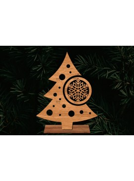 Σετ των 2 Intra απο ξύλο plywood  Χρώμα wenge 3mm-4mm πάχος - Στάση κοπής με λέιζερ Χριστουγεννιάτικα δέντρα Δίασταση 20x20 cm INTRAFABR-101413547