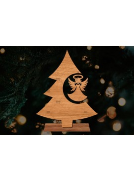 Σετ των 2 Intra απο ξύλο plywood  Χρώμα wenge 3mm-4mm πάχος - Στάση κοπής με λέιζερ Χριστουγεννιάτικα δέντρα Δίασταση 20x20 cm INTRAFABR-101413606