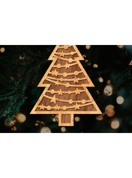 Σετ των 2 Intra απο ξύλο plywood  Χρώμα wenge 3mm-4mm πάχος - Στάση κοπής με λέιζερ Χριστουγεννιάτικα δέντρα Δίασταση 20x20 cm INTRAFABR-101414057