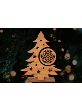 Σετ των 2 Intra απο ξύλο plywood  Χρώμα wenge 3mm-4mm πάχος - Στάση κοπής με λέιζερ Χριστουγεννιάτικα δέντρα Δίασταση 20x20 cm INTRAFABR-101414343