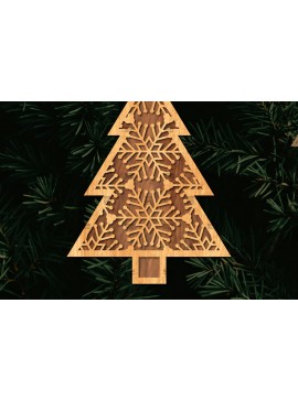 Σετ των 2 Intra απο ξύλο plywood  Χρώμα wenge 3mm-4mm πάχος - Στάση κοπής με λέιζερ Χριστουγεννιάτικα δέντρα Δίασταση 20x20 cm INTRAFABR-101414416