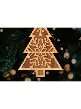 Σετ των 2 Intra απο ξύλο plywood  Χρώμα wenge 3mm-4mm πάχος - Στάση κοπής με λέιζερ Χριστουγεννιάτικα δέντρα Δίασταση 20x20 cm INTRAFABR-74886185