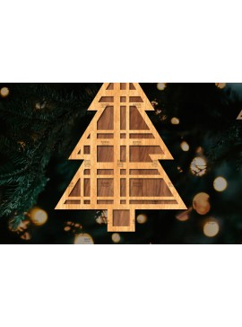 Σετ των 2 Intra απο ξύλο plywood  Χρώμα wenge 3mm-4mm πάχος - Στάση κοπής με λέιζερ Χριστουγεννιάτικα δέντρα Δίασταση 20x20 cm INTRAFABR-74885898