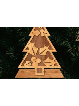 Σετ των 2 Intra απο ξύλο plywood  Χρώμα wenge 3mm-4mm πάχος - Στάση κοπής με λέιζερ Χριστουγεννιάτικα δέντρα Δίασταση 20x20 cm INTRAFABR-101756320