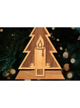 Σετ των 2 Intra απο ξύλο plywood  Χρώμα wenge 3mm-4mm πάχος - Στάση κοπής με λέιζερ Χριστουγεννιάτικα δέντρα Δίασταση 20x20 cm INTRAFABR-101756348