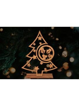 Σετ των 2 Intra απο ξύλο plywood  Χρώμα wenge 3mm-4mm πάχος - Στάση κοπής με λέιζερ Χριστουγεννιάτικα δέντρα Δίασταση 20x20 cm INTRAFABR-101756567