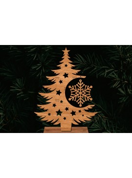 Σετ των 2 Intra απο ξύλο plywood  Χρώμα wenge 3mm-4mm πάχος - Στάση κοπής με λέιζερ Χριστουγεννιάτικα δέντρα Δίασταση 20x20 cm INTRAFABR-101756255