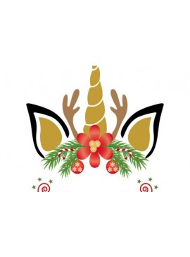 Σετ των 2 Intra απο ξύλο plywood  Χρώμα wenge 3mm-4mm πάχος - Χριστουγεννιάτικος μονόκερος, διανυσματικά σχέδια Δίασταση 15x15 cm INTRAFABR-105053804