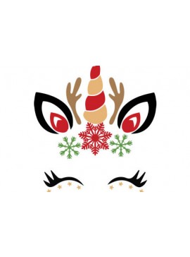 Σετ των 2 Intra απο ξύλο plywood  Χρώμα wenge 3mm-4mm πάχος - Χριστούγεννα Μονόκερος διανυσματικά σχέδια Δίασταση 15x15 cm INTRAFABR-105053791