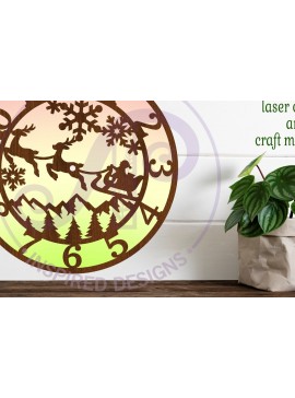 Intra απο ξύλο plywood  Χρώμα wenge 3mm-4mm πάχος - κοπής με λέιζερ Χριστουγεννιάτικο ρολόι τοίχου Δίασταση 30x20 cm INTRAFABR-103869374