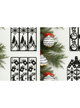 Σετ των 2 Intra απο ξύλο plywood  Χρώμα wenge 3mm-4mm πάχος - Χριστουγεννιάτικη διακόσμηση τοίχου LaserCut Bundle Δίασταση 15x15 cm INTRAFABR-101560054