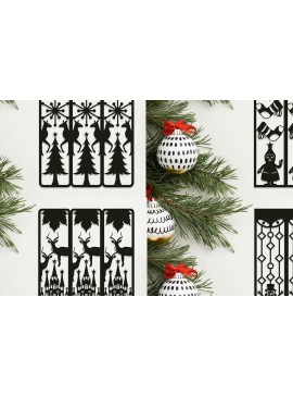 Σετ των 2 Intra απο ξύλο plywood  Χρώμα wenge 3mm-4mm πάχος - Χριστουγεννιάτικη διακόσμηση τοίχου LaserCut Bundle Δίασταση 15x15 cm INTRAFABR-101560084