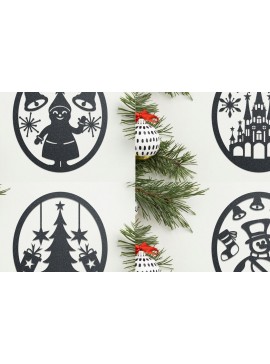 Σετ των 2 Intra απο ξύλο plywood  Χρώμα wenge 3mm-4mm πάχος - Χριστουγεννιάτικη διακόσμηση τοίχου LaserCut Bundle Δίασταση 15x15 cm INTRAFABR-101560197