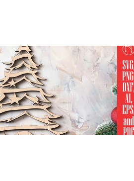 Σετ των 2 Intra απο ξύλο plywood  Χρώμα wenge 3mm-4mm πάχος - Χριστουγεννιάτικη διακόσμηση τοίχου Cut Δίασταση 4x4 cm INTRAFABR-101560251