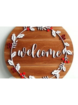 Σετ των 2 Intra απο ξύλο plywood  Χρώμα wenge 3mm-4mm πάχος - Χριστουγεννιάτικο σημάδι καλωσορίσματος Δίασταση 15x15 cm INTRAFABR-101883964