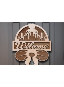 Σετ των 2 Intra απο ξύλο plywood  Χρώμα wenge 3mm-4mm πάχος - Χριστουγεννιάτικο σημάδι καλωσορίσματος Δίασταση 15x15 cm INTRAFABR-122389181