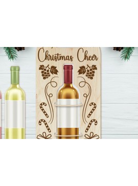 Σετ των 2 Intra απο ξύλο plywood  Χρώμα wenge 3mm-4mm πάχος - Θήκη χριστουγεννιάτικου μπουκαλιού κρασιού | Χριστούγεννα Δίασταση 4x14 cm INTRAFABR-76926073