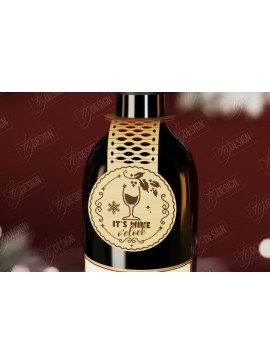 Σετ των 2 Intra απο ξύλο plywood  Χρώμα wenge 3mm-4mm πάχος - Χριστουγεννιάτικο μπουκάλι κρασιού Ετικέτα | Δώρο διακοπών Δίασταση 15x15 cm INTRAFABR-105419268