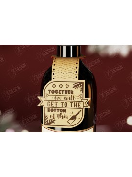 Σετ των 2 Intra απο ξύλο plywood  Χρώμα wenge 3mm-4mm πάχος - Χριστουγεννιάτικο μπουκάλι κρασιού Ετικέτα | Δώρο διακοπών Δίασταση 15x15 cm INTRAFABR-39968601