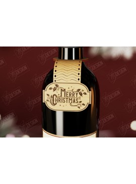 Σετ των 2 Intra απο ξύλο plywood  Χρώμα wenge 3mm-4mm πάχος - Χριστουγεννιάτικο μπουκάλι κρασιού Ετικέτα | Δώρο διακοπών Δίασταση 15x15 cm INTRAFABR-111319654