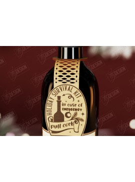 Σετ των 2 Intra απο ξύλο plywood  Χρώμα wenge 3mm-4mm πάχος - Χριστουγεννιάτικο μπουκάλι κρασιού Ετικέτα | Δώρο διακοπών Δίασταση 15x15 cm INTRAFABR-96612609