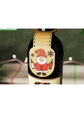 Σετ των 2 Intra απο ξύλο plywood  Χρώμα wenge 3mm-4mm πάχος - Χριστουγεννιάτικο μπουκάλι κρασιού Ετικέτα | Ετικέτα διακοπών Δίασταση 15x15 cm INTRAFABR-116305600