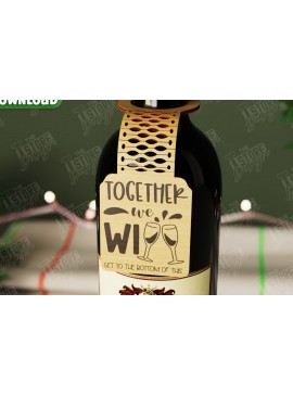 Σετ των 2 Intra απο ξύλο plywood  Χρώμα wenge 3mm-4mm πάχος - Χριστουγεννιάτικο μπουκάλι κρασιού Ετικέτα | Ετικέτα διακοπών Δίασταση 15x15 cm INTRAFABR-91939252