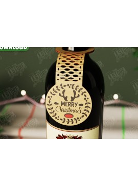 Σετ των 2 Intra απο ξύλο plywood  Χρώμα wenge 3mm-4mm πάχος - Χριστουγεννιάτικο μπουκάλι κρασιού Ετικέτα | Ετικέτα διακοπών Δίασταση 15x15 cm INTRAFABR-124745883