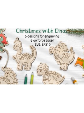 Σετ των 2 Intra απο ξύλο plywood  Χρώμα wenge 3mm-4mm πάχος - Χριστούγεννα με Σετ Laser Dinos Δίασταση 15x15 cm INTRAFABR-87757088