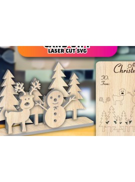Σετ των 2 Intra απο ξύλο plywood  Χρώμα wenge 3mm-4mm πάχος - Χριστουγεννιάτικη ξύλινη κάρτα δώρο Δίασταση 15x15 cm INTRAFABR-101918821