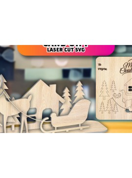 Σετ των 2 Intra απο ξύλο plywood  Χρώμα wenge 3mm-4mm πάχος - Χριστουγεννιάτικη ξύλινη κάρτα δώρο Δίασταση 15x15 cm INTRAFABR-124578426