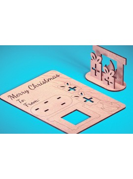 Σετ των 2 Intra απο ξύλο plywood  Χρώμα wenge 3mm-4mm πάχος - Χριστουγεννιάτικη Ξύλινη Κάρτα Δίασταση 15x15 cm INTRAFABR-117679522