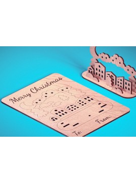 Σετ των 2 Intra απο ξύλο plywood  Χρώμα wenge 3mm-4mm πάχος - Χριστουγεννιάτικη Ξύλινη Κάρτα Δίασταση 15x15 cm INTRAFABR-117679564