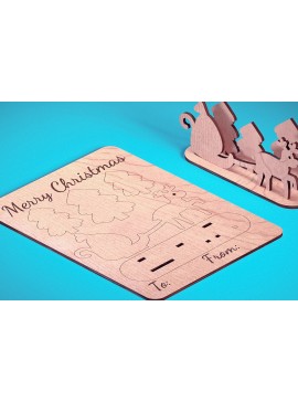 Σετ των 2 Intra απο ξύλο plywood  Χρώμα wenge 3mm-4mm πάχος - Χριστουγεννιάτικη Ξύλινη Κάρτα Δίασταση 15x15 cm INTRAFABR-98638016