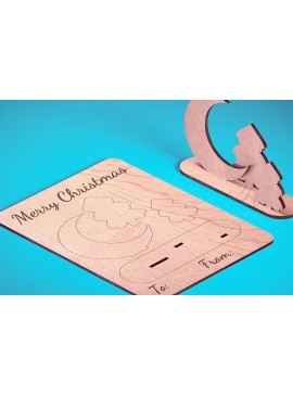 Σετ των 2 Intra απο ξύλο plywood  Χρώμα wenge 3mm-4mm πάχος - Χριστουγεννιάτικη Ξύλινη Κάρτα Δίασταση 15x15 cm INTRAFABR-98638035