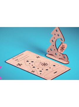 Σετ των 2 Intra απο ξύλο plywood  Χρώμα wenge 3mm-4mm πάχος - Χριστουγεννιάτικη Ξύλινη Κάρτα | Δίασταση 15x15 cm INTRAFABR-102773969