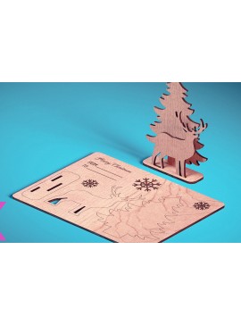 Σετ των 2 Intra απο ξύλο plywood  Χρώμα wenge 3mm-4mm πάχος - Χριστουγεννιάτικη Ξύλινη Κάρτα | Δίασταση 15x15 cm INTRAFABR-122185942