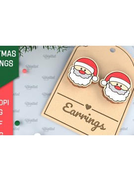 Σετ των 3 Intra απο ξύλο plywood  Χρώμα wenge 3mm-4mm πάχος - Χριστουγεννιάτικα ξύλινα σκουλαρίκια με λέιζερ Δίασταση 3x3 cm INTRAFABR-93980521