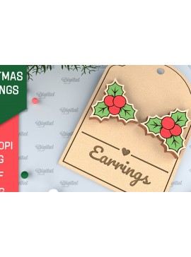 Σετ των 3 Intra απο ξύλο plywood  Χρώμα wenge 3mm-4mm πάχος - Χριστουγεννιάτικα ξύλινα σκουλαρίκια με λέιζερ Δίασταση 3x3 cm INTRAFABR-87203481