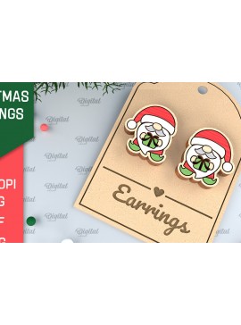 Σετ των 3 Intra απο ξύλο plywood  Χρώμα wenge 3mm-4mm πάχος - Χριστουγεννιάτικα ξύλινα σκουλαρίκια με λέιζερ Δίασταση 3x3 cm INTRAFABR-87203498